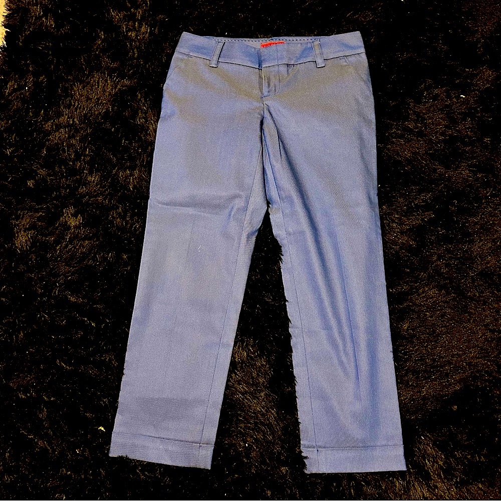 3/$25 funky bold blue cropped maximalist straight leg metallic pants